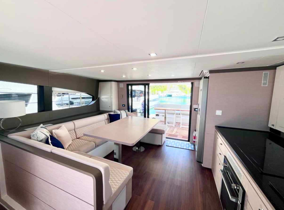 Yachti By Nature bright interior salon with dining seating